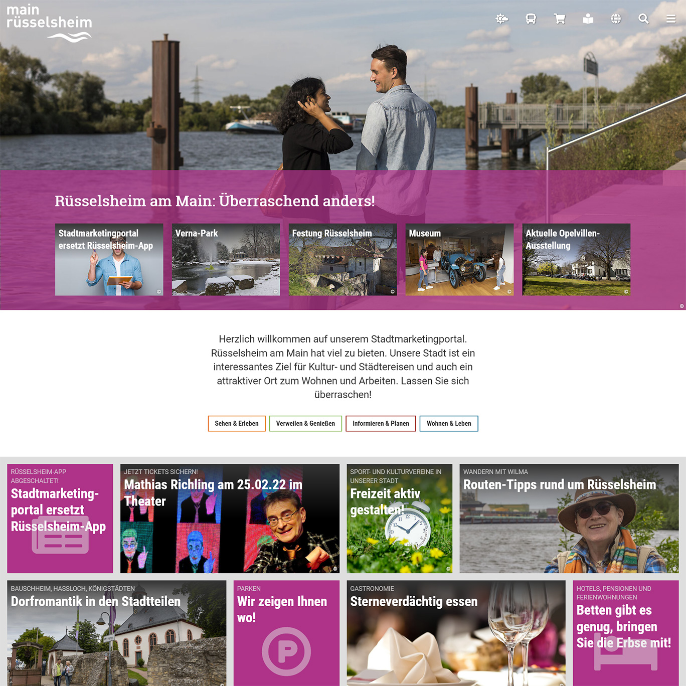 Startseite der neuen Stadtmarketing-Website